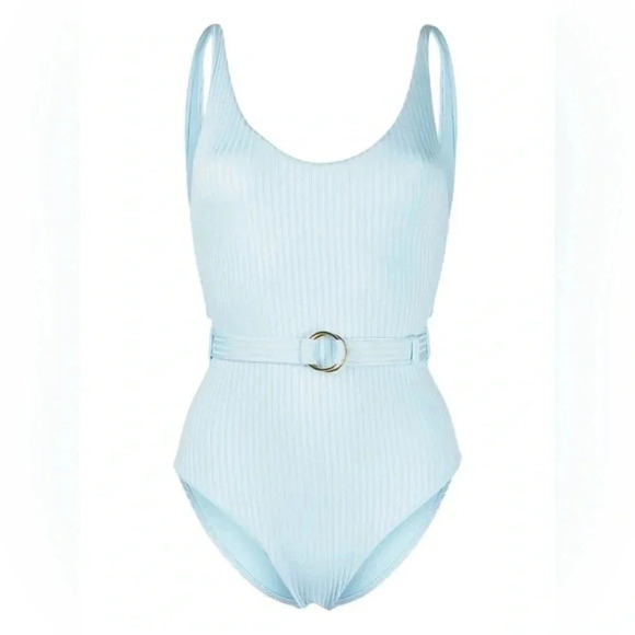 Melissa Odabash sky St. Tropez belted ribbed swimsuit size 10 B2102 - Picture 4 of 9